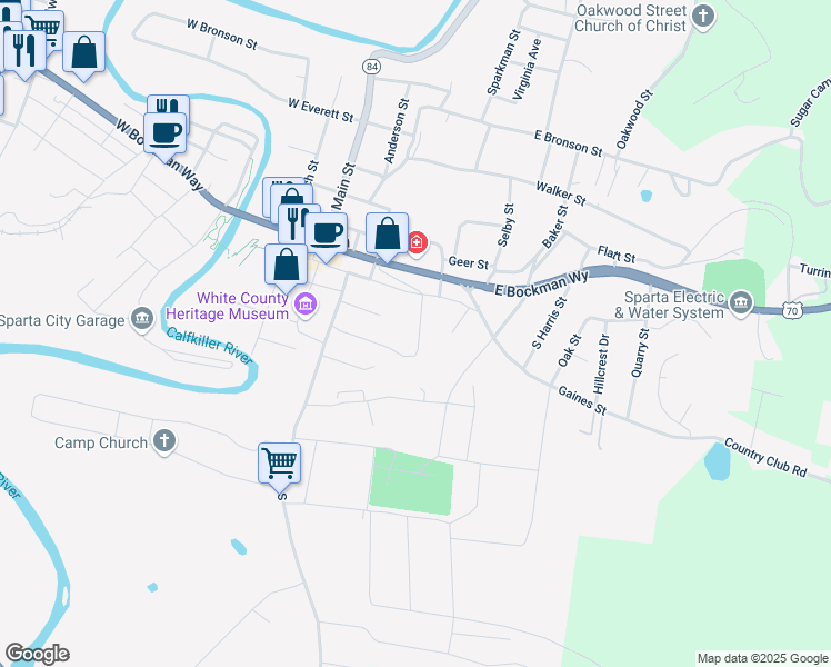 map of restaurants, bars, coffee shops, grocery stores, and more near 115 Greenlawn Drive in Sparta