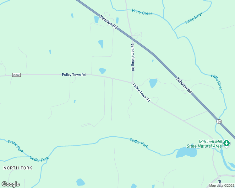 map of restaurants, bars, coffee shops, grocery stores, and more near 6121 Pulley Town Road in Wake Forest