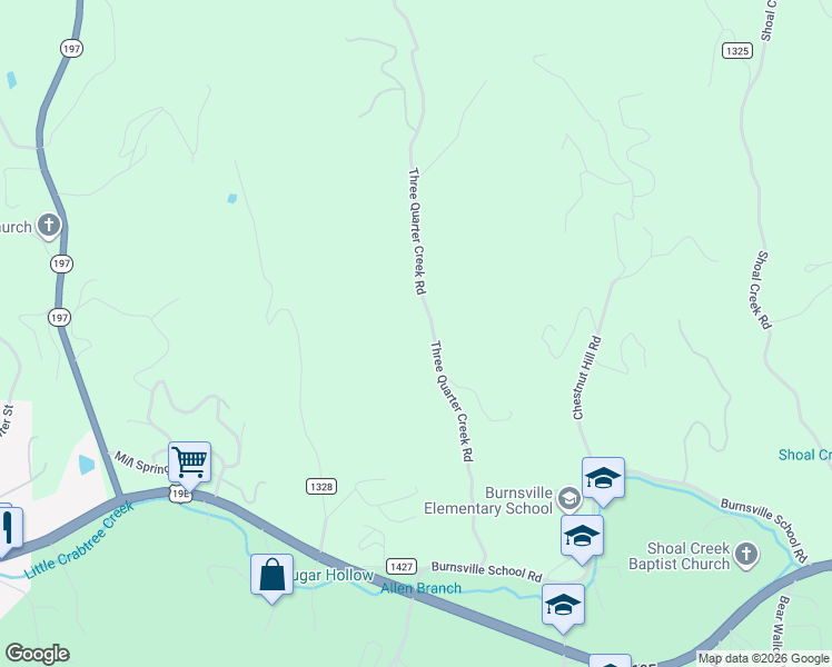 map of restaurants, bars, coffee shops, grocery stores, and more near 585 Three Quarter Creek Road in Burnsville