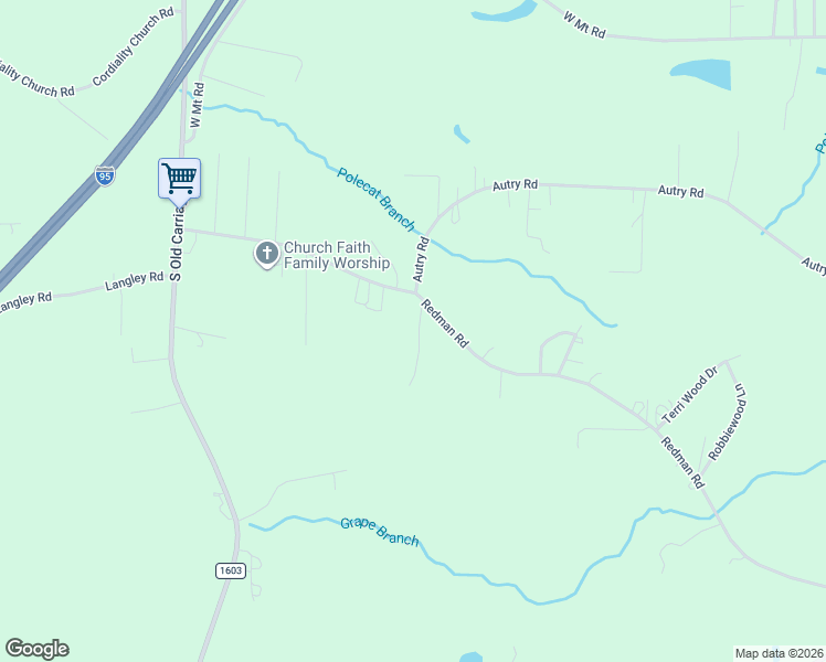 map of restaurants, bars, coffee shops, grocery stores, and more near 3101-3187 Allison Lane in Rocky Mount