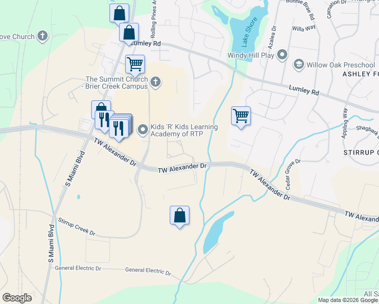 map of restaurants, bars, coffee shops, grocery stores, and more near in Durham