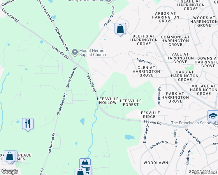 map of restaurants, bars, coffee shops, grocery stores, and more near 10149 Darling St in Raleigh