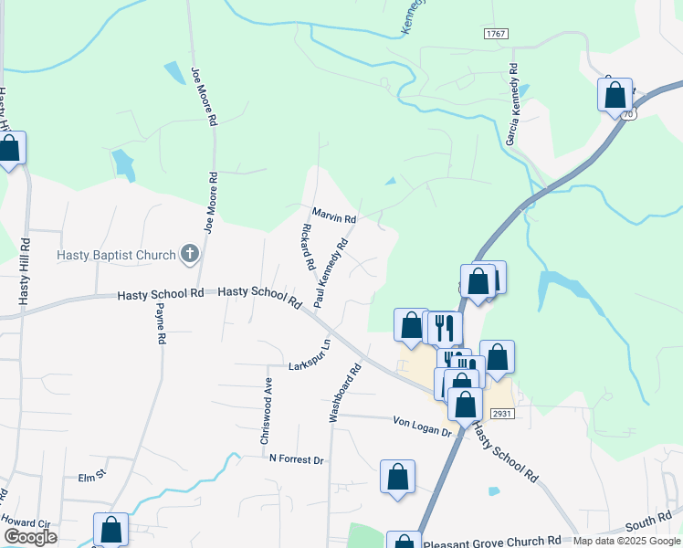 map of restaurants, bars, coffee shops, grocery stores, and more near 103 Princeton Crossing in Thomasville