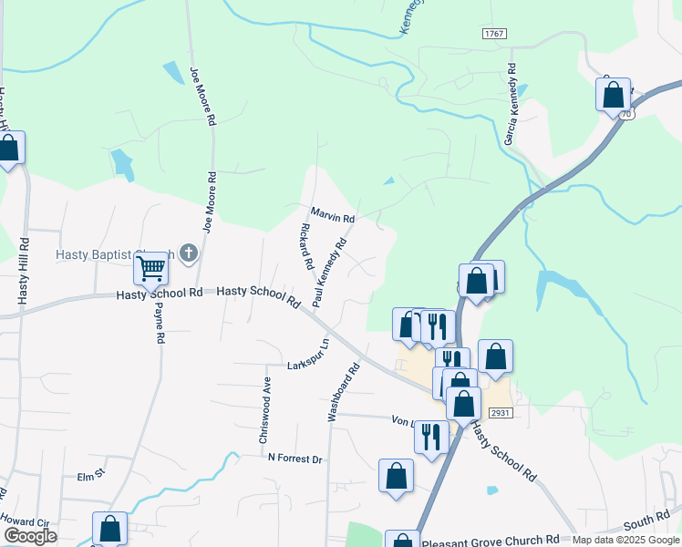 map of restaurants, bars, coffee shops, grocery stores, and more near 103 Princeton Crossing in Thomasville