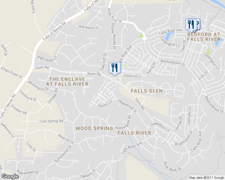 map of restaurants, bars, coffee shops, grocery stores, and more near 4418 Crystal Breeze Street in Raleigh