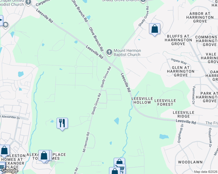 map of restaurants, bars, coffee shops, grocery stores, and more near 3111 Shady Grove Road in Durham