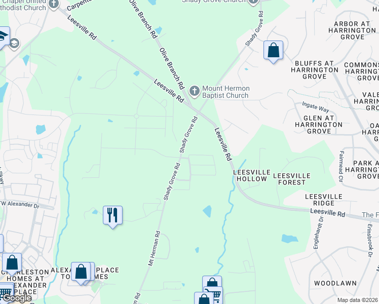 map of restaurants, bars, coffee shops, grocery stores, and more near 3111 Shady Grove Road in Durham