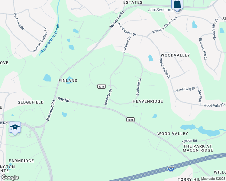 map of restaurants, bars, coffee shops, grocery stores, and more near 10201 East Roadstead Way in Raleigh