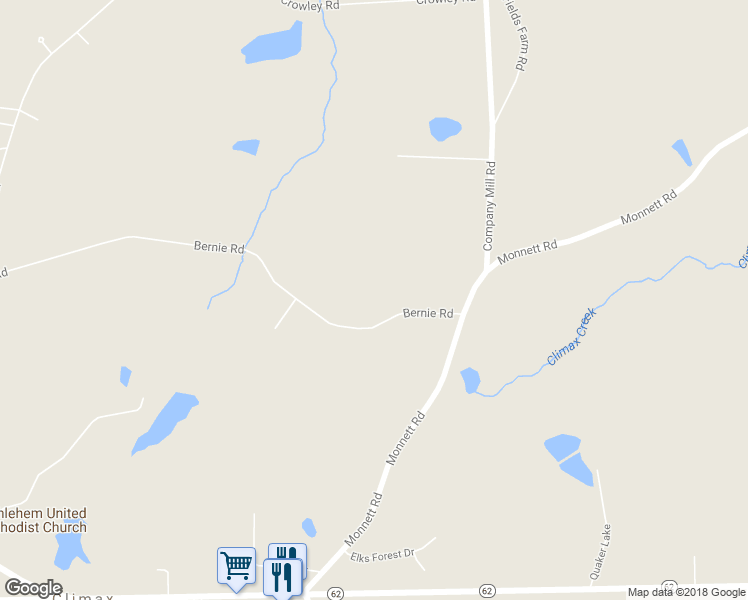 map of restaurants, bars, coffee shops, grocery stores, and more near 6612 Monnett Road in Climax