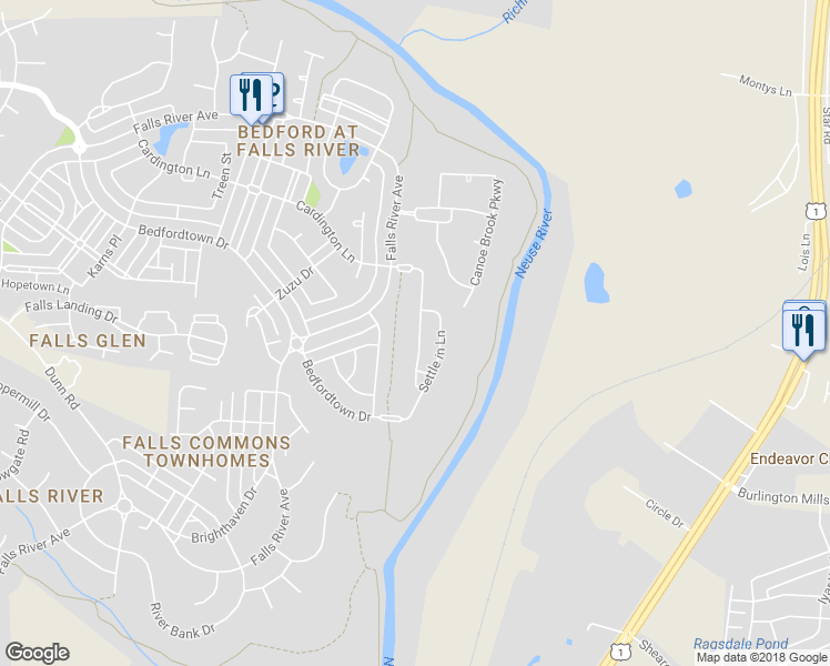 map of restaurants, bars, coffee shops, grocery stores, and more near 3037 Winding Water Way in Raleigh