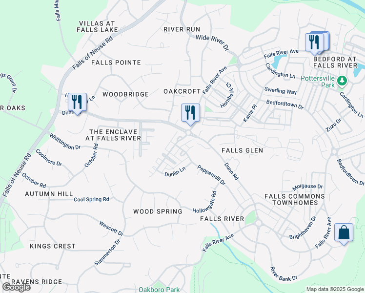 map of restaurants, bars, coffee shops, grocery stores, and more near 10946 Peppermill Drive in Raleigh