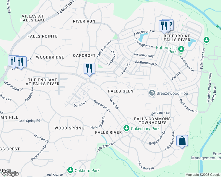 map of restaurants, bars, coffee shops, grocery stores, and more near 1900 Barngate Way in Raleigh