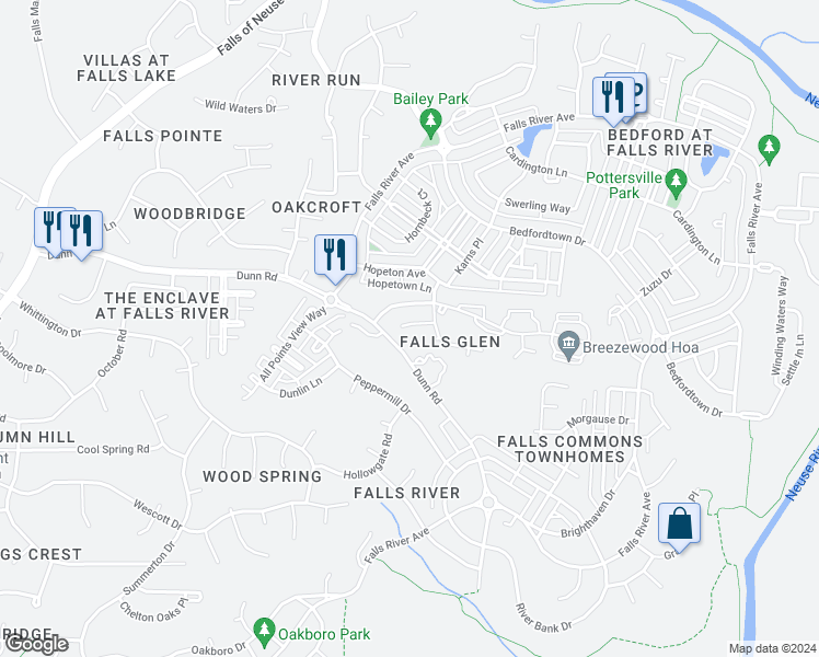 map of restaurants, bars, coffee shops, grocery stores, and more near 1824 Barngate Way in Raleigh
