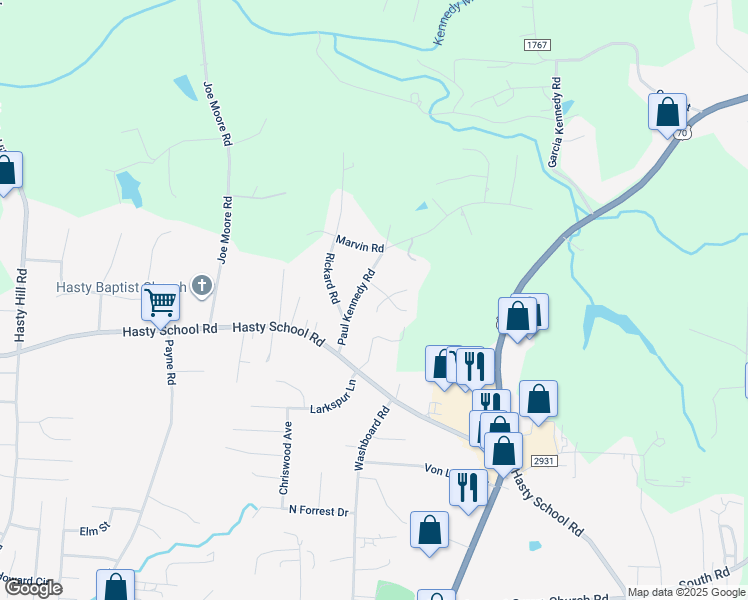 map of restaurants, bars, coffee shops, grocery stores, and more near 107 Pau / Princeton Crossing in Thomasville