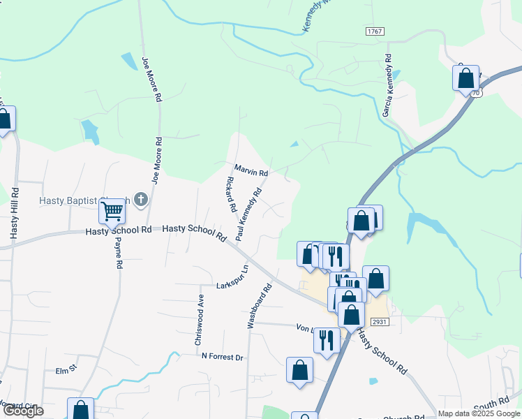map of restaurants, bars, coffee shops, grocery stores, and more near 107 Pau / Princeton Crossing in Thomasville
