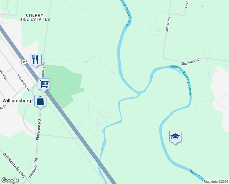map of restaurants, bars, coffee shops, grocery stores, and more near 5002 Northwest Broad Street in Murfreesboro