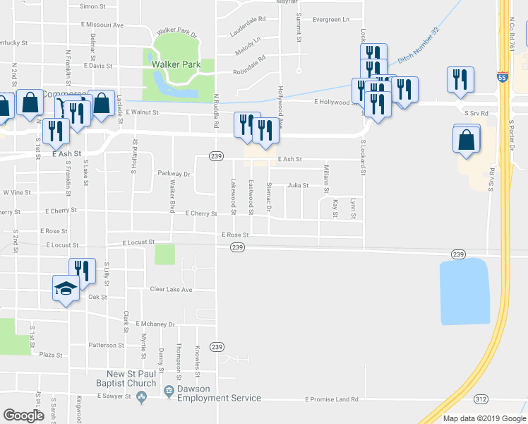 map of restaurants, bars, coffee shops, grocery stores, and more near 1012 E Cherry St in Blytheville