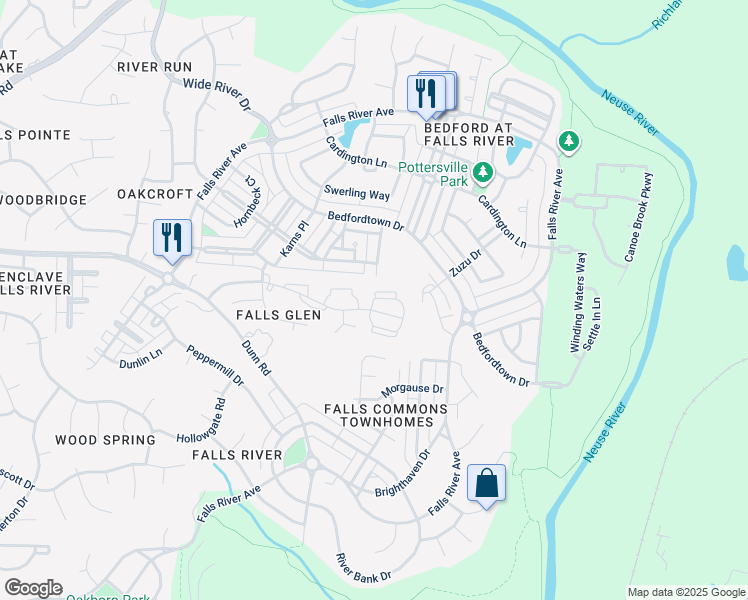 map of restaurants, bars, coffee shops, grocery stores, and more near 2210 Raven Road in Raleigh