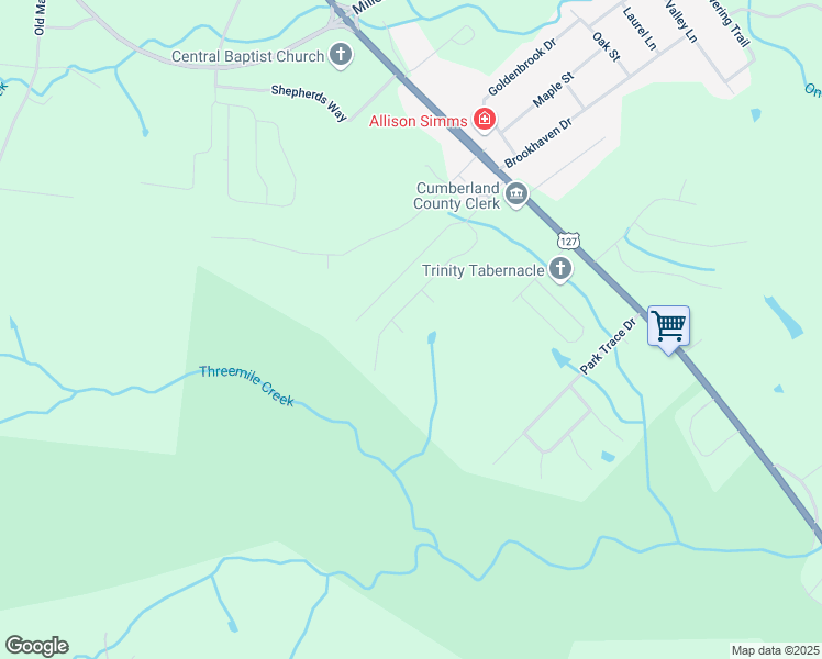 map of restaurants, bars, coffee shops, grocery stores, and more near 33 Birch Circle in Crossville