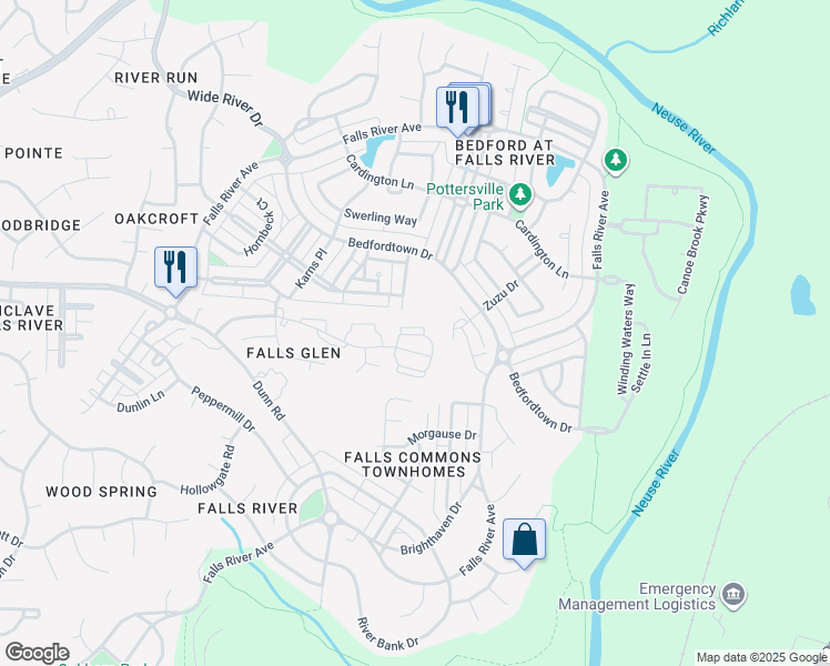 map of restaurants, bars, coffee shops, grocery stores, and more near 2210 Raven Road in Raleigh