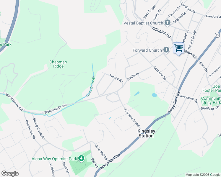 map of restaurants, bars, coffee shops, grocery stores, and more near 2016 Kemper Lane Southwest in Knoxville