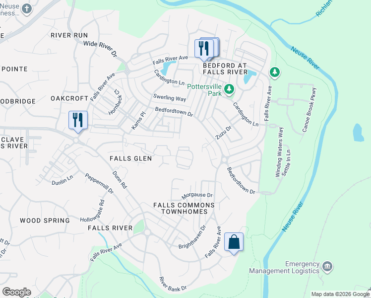 map of restaurants, bars, coffee shops, grocery stores, and more near 2210 Raven Road in Raleigh