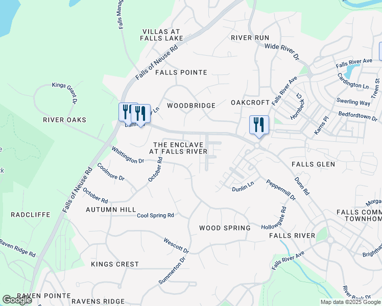 map of restaurants, bars, coffee shops, grocery stores, and more near 1548 Nealstone Way in Raleigh