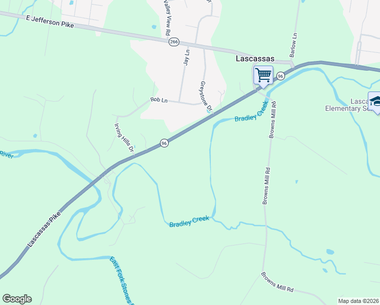 map of restaurants, bars, coffee shops, grocery stores, and more near 5168 Lascassas Pike in Lascassas