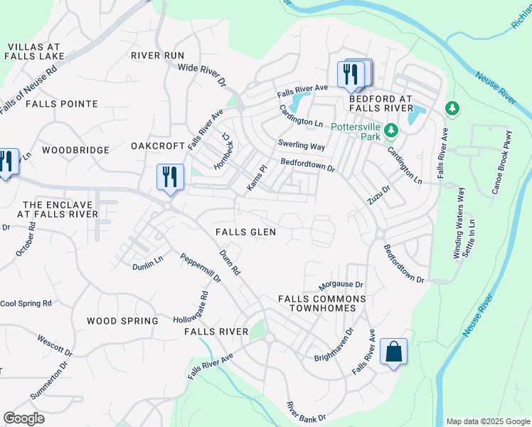 map of restaurants, bars, coffee shops, grocery stores, and more near 2110 Breezeway Drive in Raleigh