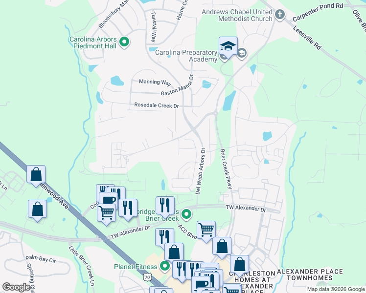 map of restaurants, bars, coffee shops, grocery stores, and more near in Durham