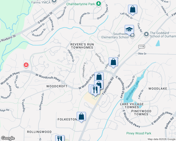 map of restaurants, bars, coffee shops, grocery stores, and more near 258 Rembert Court in Durham