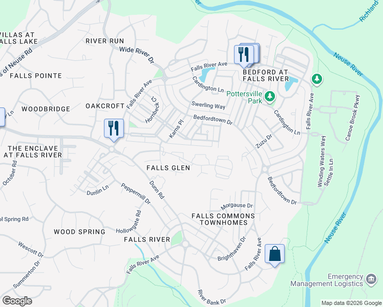 map of restaurants, bars, coffee shops, grocery stores, and more near 2110 Breezeway Drive in Raleigh