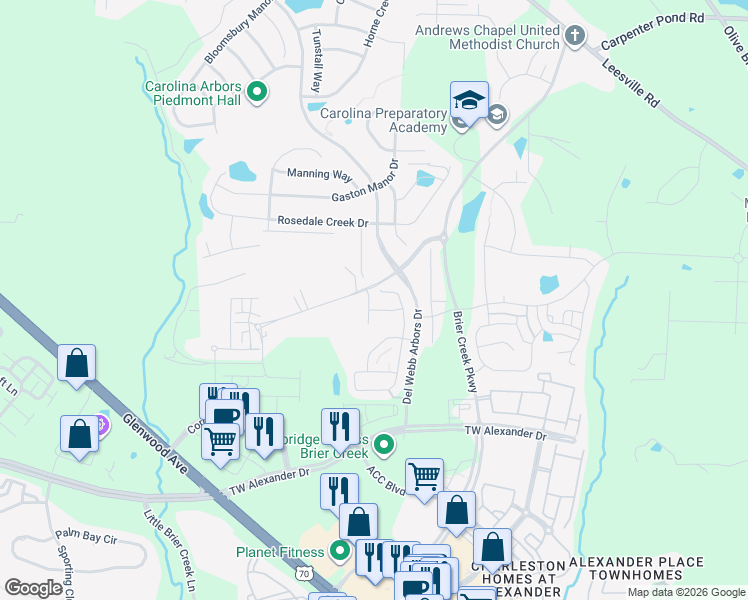 map of restaurants, bars, coffee shops, grocery stores, and more near in Durham