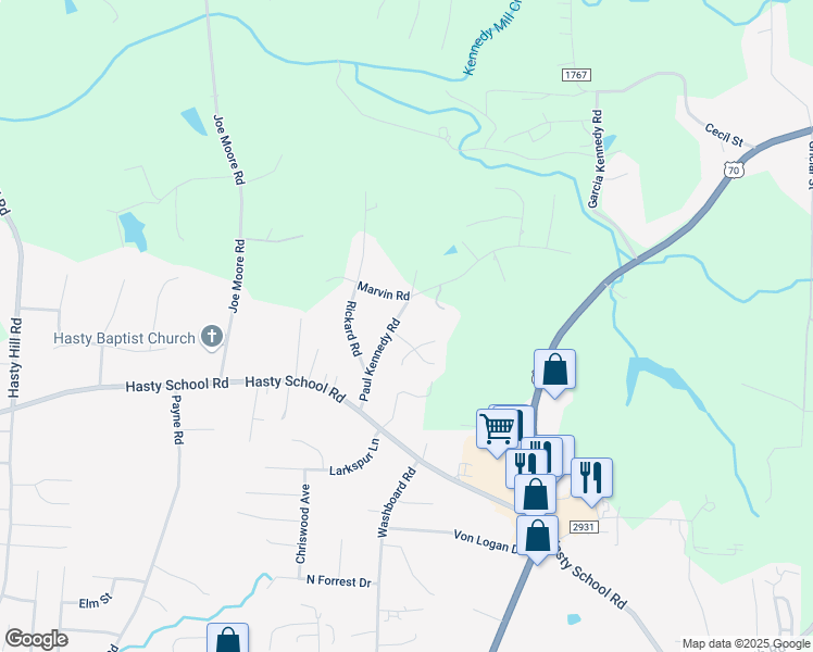 map of restaurants, bars, coffee shops, grocery stores, and more near 330 Paul Kennedy Road in Thomasville