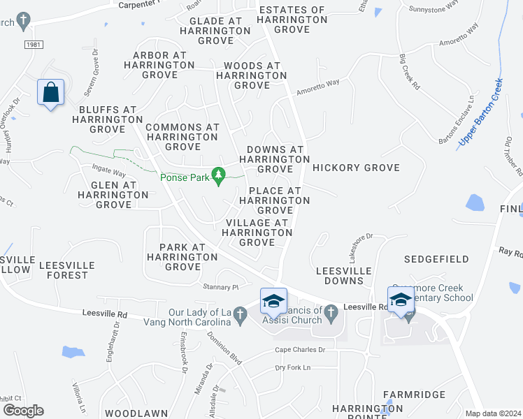 map of restaurants, bars, coffee shops, grocery stores, and more near 5236 Covington Bend Drive in Raleigh