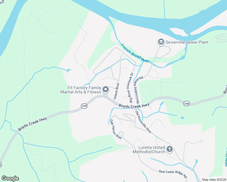 map of restaurants, bars, coffee shops, grocery stores, and more near 2229 Catlett Drive in Sevierville