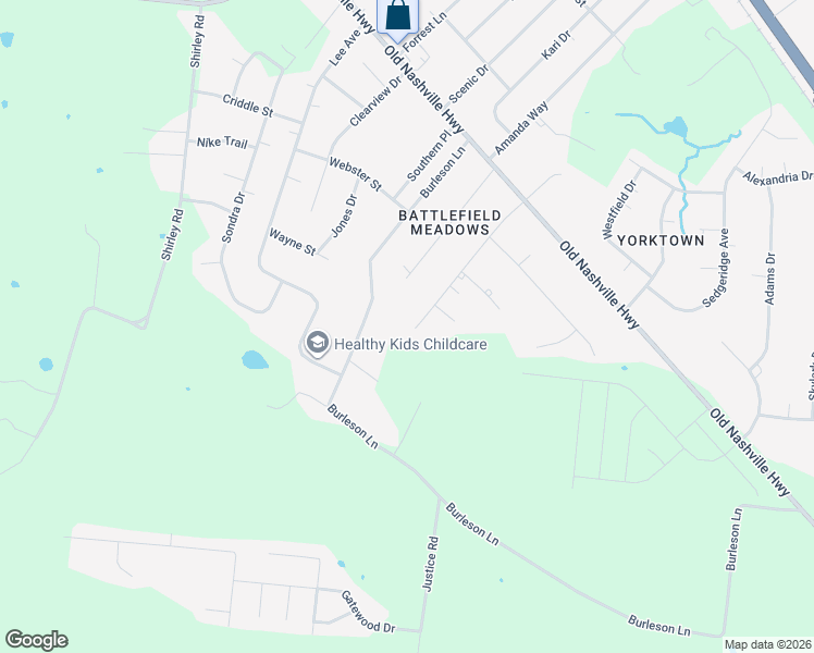 map of restaurants, bars, coffee shops, grocery stores, and more near 6203 Sunnyside Drive in Murfreesboro