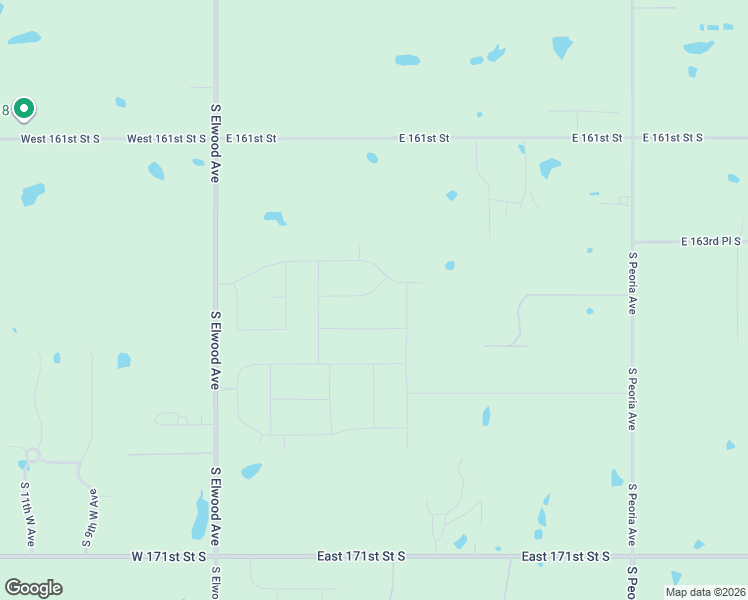 map of restaurants, bars, coffee shops, grocery stores, and more near 400 East 167th Street South in Glenpool