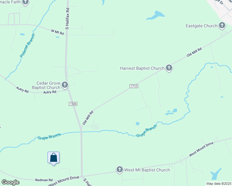 map of restaurants, bars, coffee shops, grocery stores, and more near 2600 Old Mill Road in Rocky Mount
