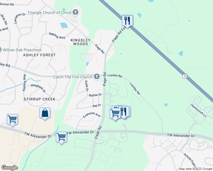 map of restaurants, bars, coffee shops, grocery stores, and more near in Morrisville