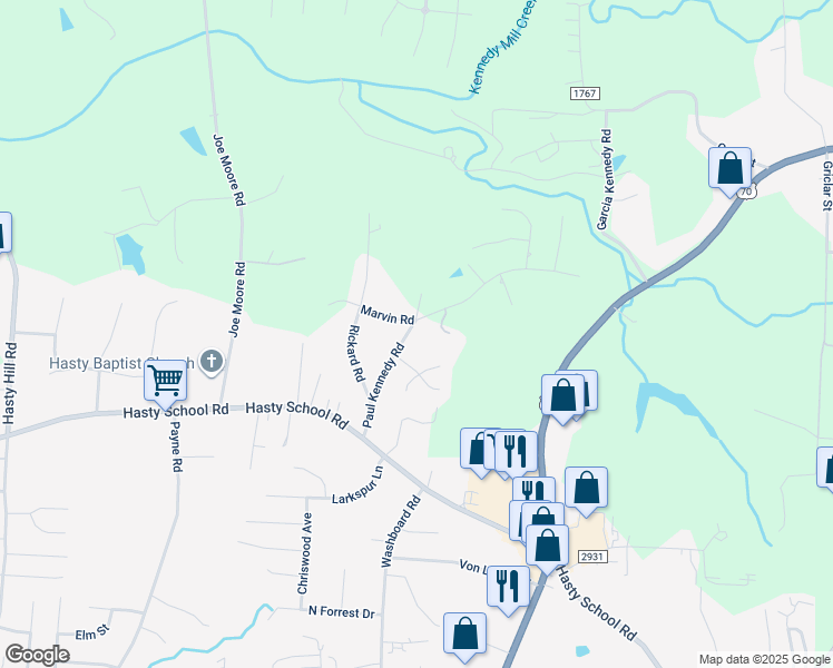 map of restaurants, bars, coffee shops, grocery stores, and more near 330 Paul Kennedy Road in Thomasville