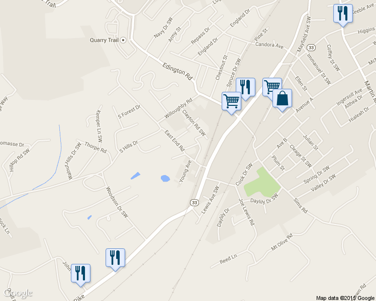 map of restaurants, bars, coffee shops, grocery stores, and more near 4526 East End Road in Knoxville