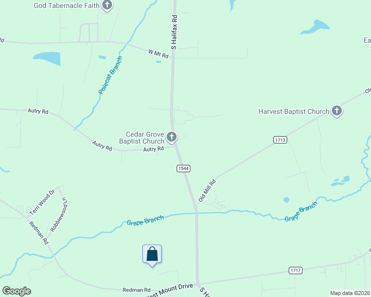 map of restaurants, bars, coffee shops, grocery stores, and more near 2965 South Halifax Road in Rocky Mount