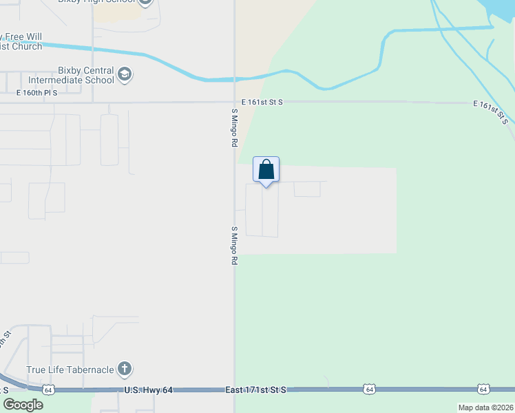 map of restaurants, bars, coffee shops, grocery stores, and more near 16455 South 97th East Place in Bixby