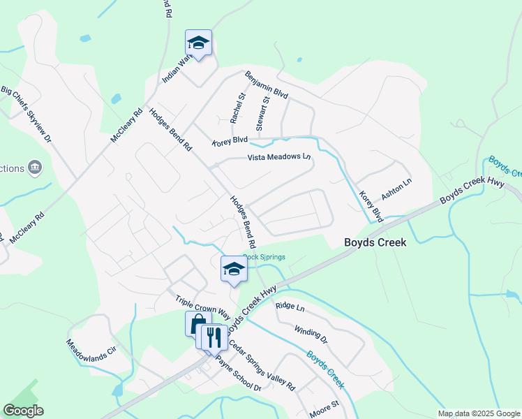 map of restaurants, bars, coffee shops, grocery stores, and more near 2843 Southwinds Circle in Sevierville