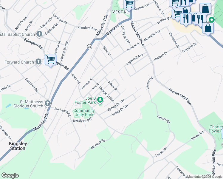 map of restaurants, bars, coffee shops, grocery stores, and more near 904 Drive D in Knoxville