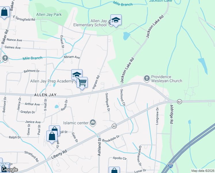 map of restaurants, bars, coffee shops, grocery stores, and more near 1311 North Carolina 610 in High Point