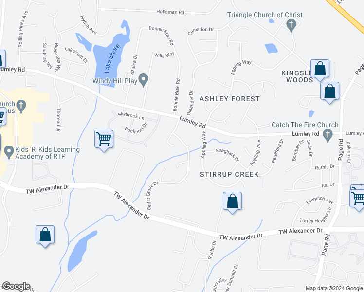 map of restaurants, bars, coffee shops, grocery stores, and more near 1812 Cedar Grove Drive in Durham