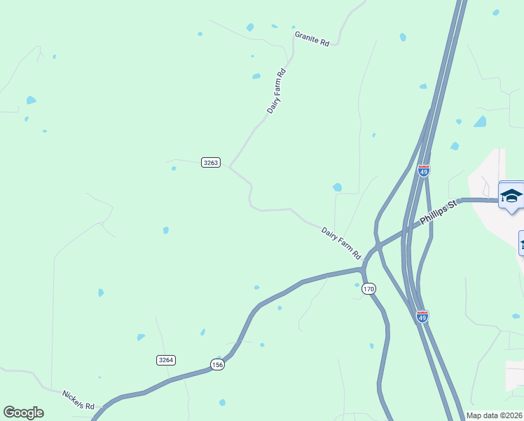 map of restaurants, bars, coffee shops, grocery stores, and more near 1652 Dairy Farm Road in West Fork