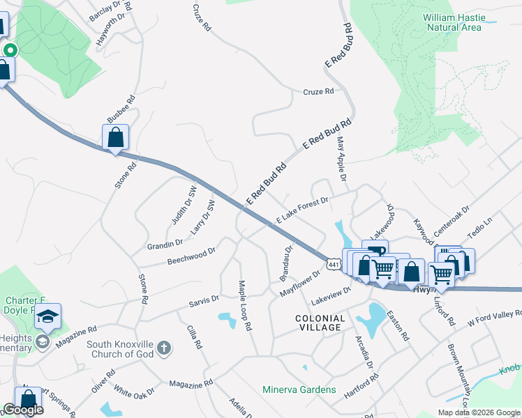 map of restaurants, bars, coffee shops, grocery stores, and more near 5506 Chapman Highway in Knoxville